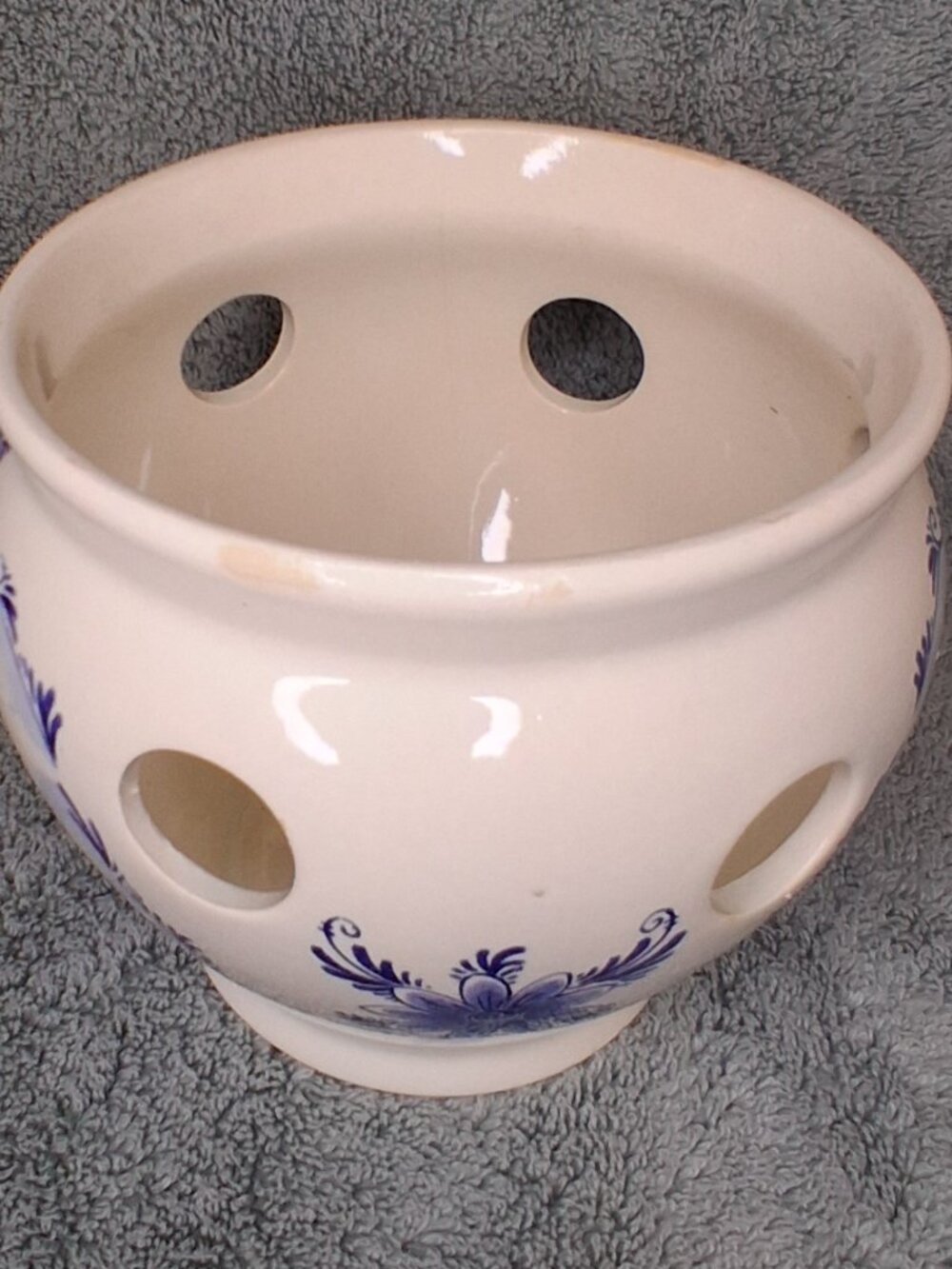 Vt'g Delft Blue Ceramic Bulb Pot Planter | Holland Windmill Sailboat | Breck's - Picture 9 of 16